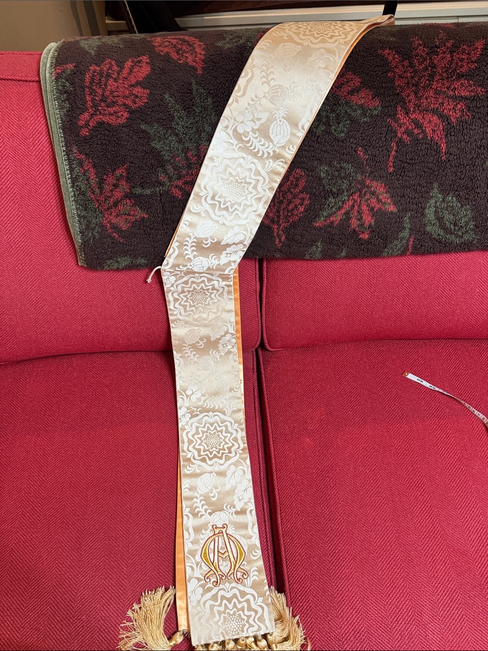 CM Almy Embroidered Ivory Deacon’s Stole with Gold Accents